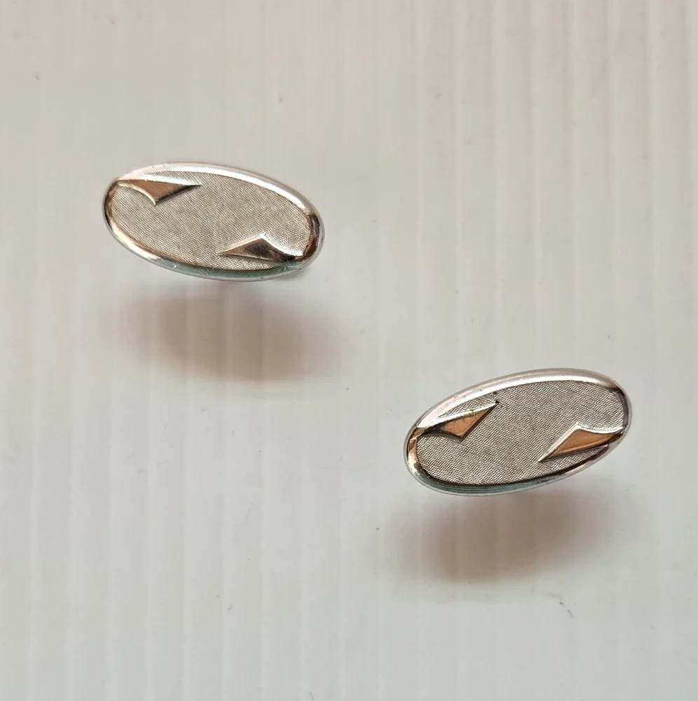 Swank Silver Tone Oval Cufflinks Vintage